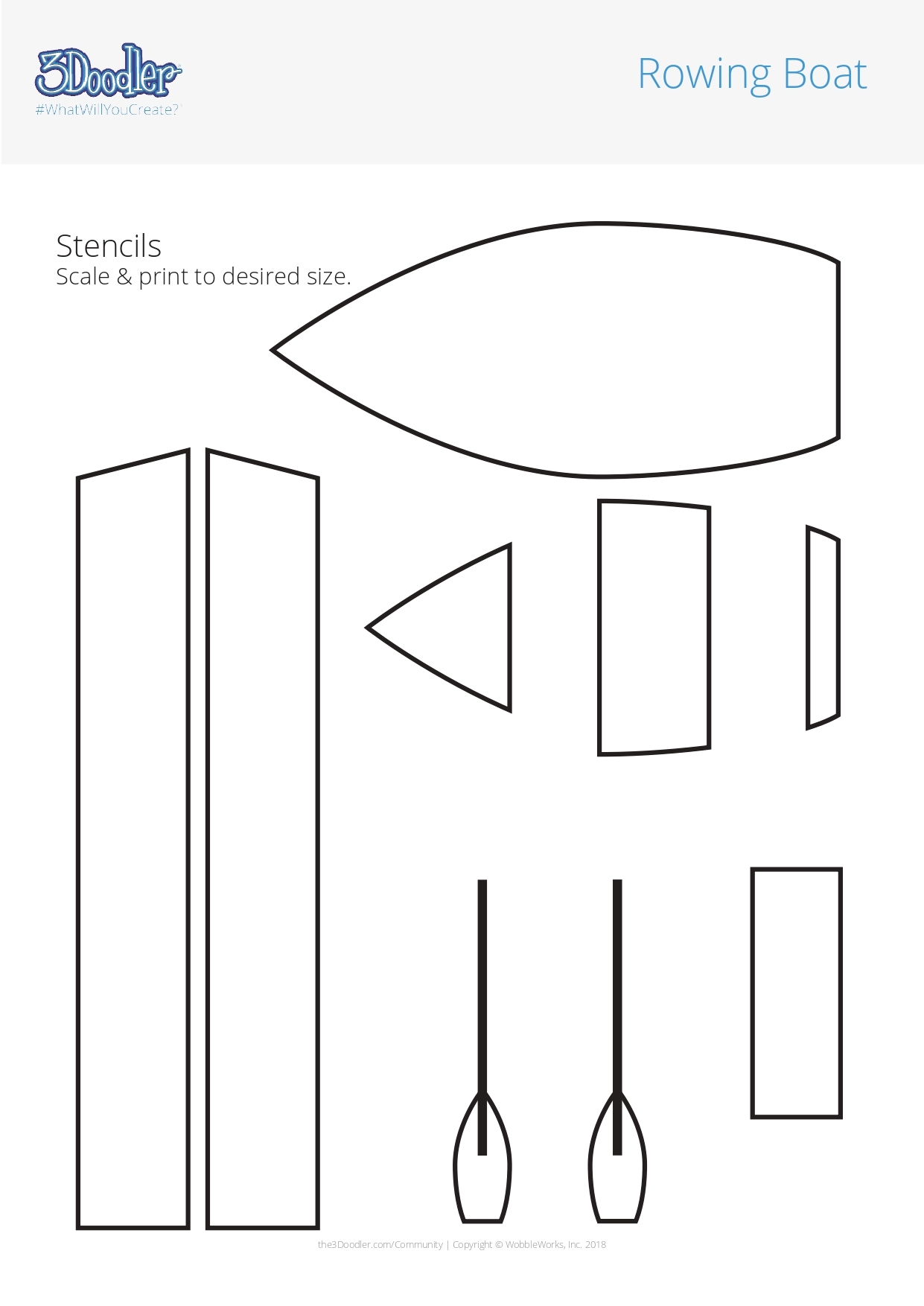 Rowing Boats 3D Pen Stencil 3Doodler