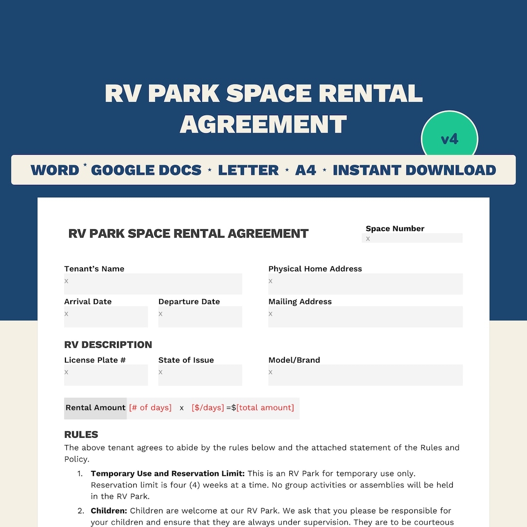 Printable Rv Rental Agreement Template