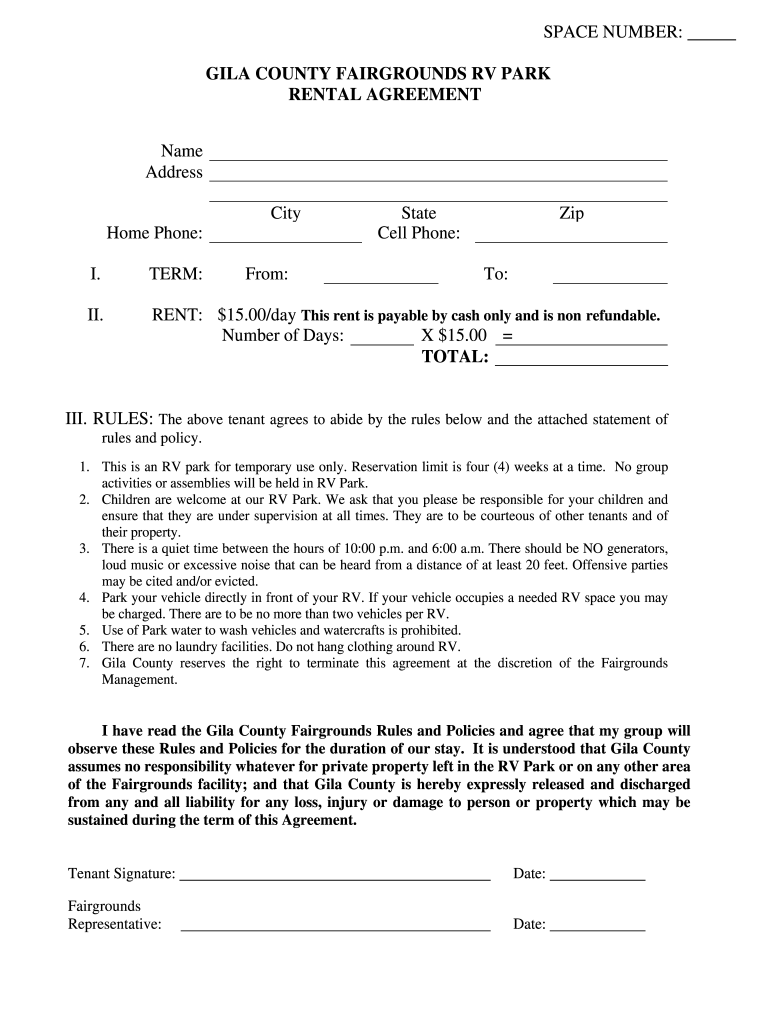 Printable Rv Rental Agreement Template