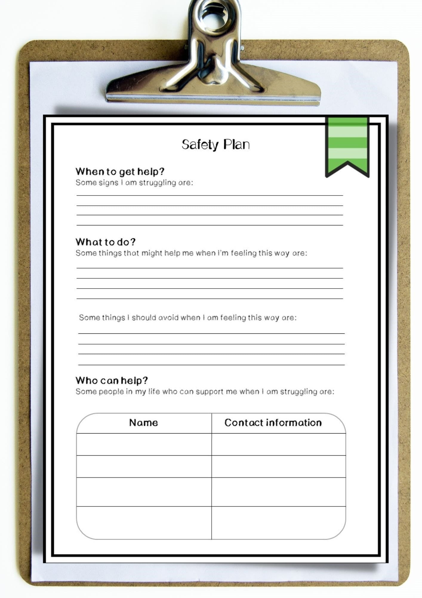 Safety Plan Template For Children adolescents In Crisis 1 Page Digital Download For Therapists Counselors Teachers Administrators Etsy