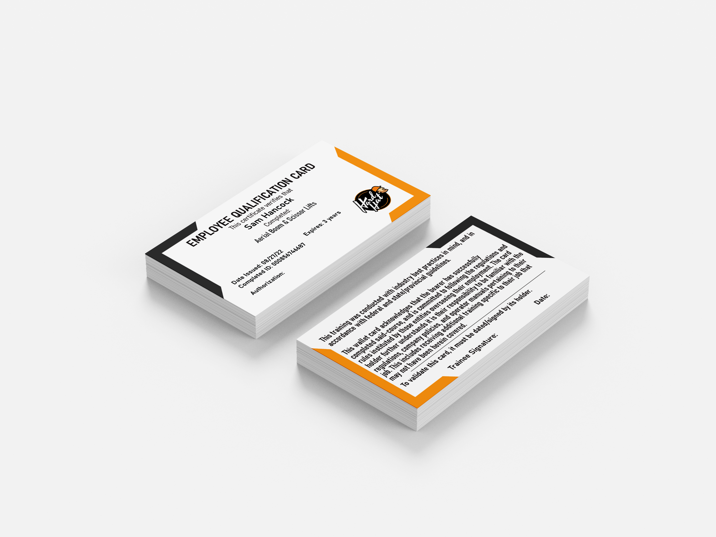 Printable Scissor Lift Certification Card Template