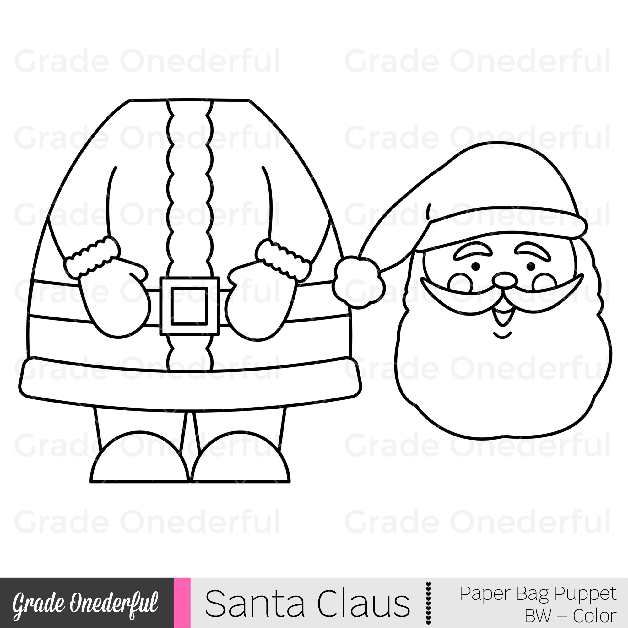 Santa Claus Paper Bag Puppet Template For Kids Great For Crafts The Classroom And Parties Etsy