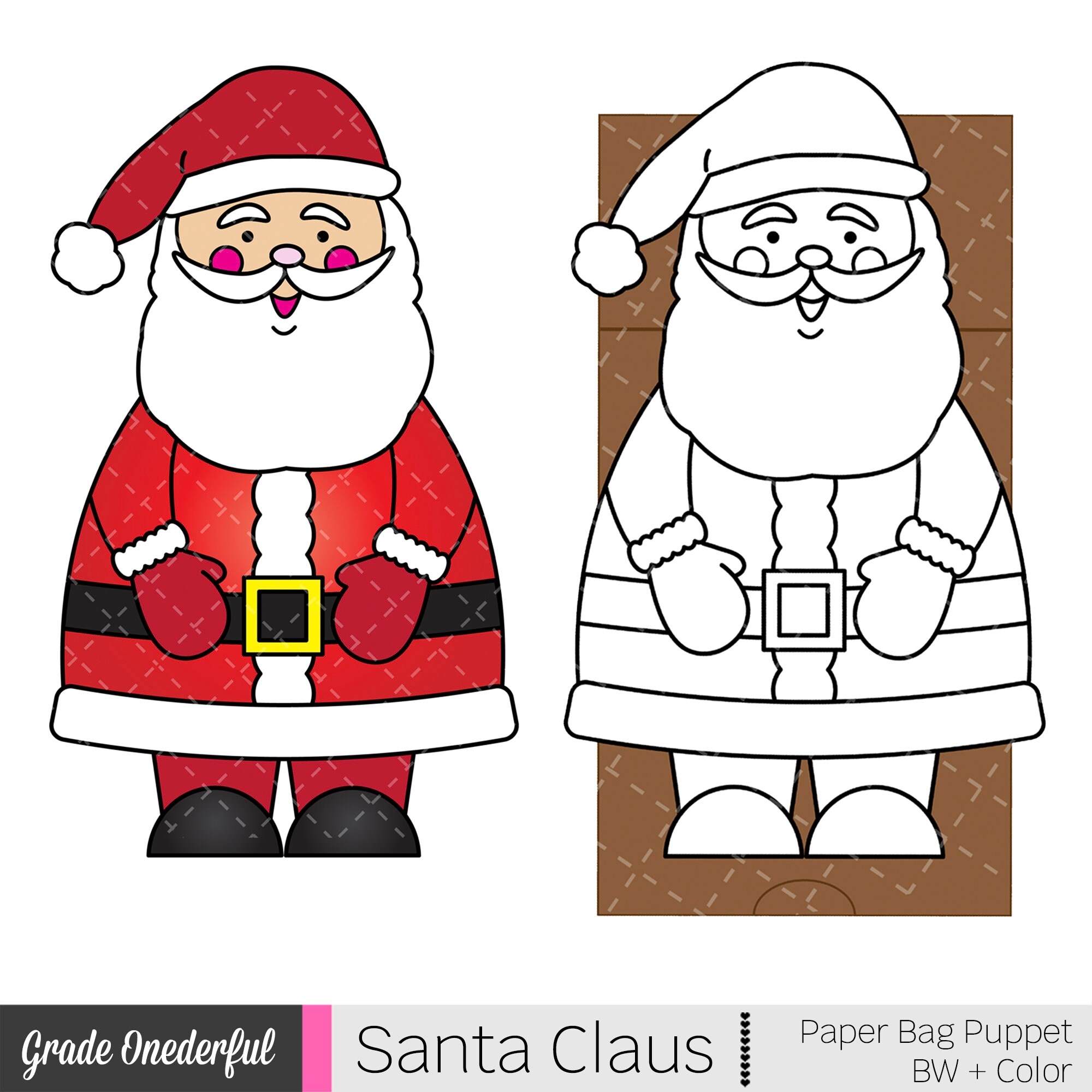Santa Claus Paper Bag Puppet Template For Kids Great For Crafts The Classroom And Parties Etsy