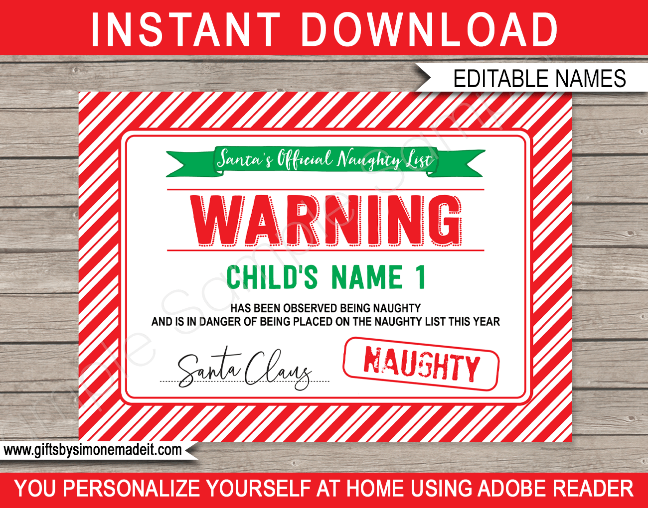 Free Printable Warning Letter From Santa Template