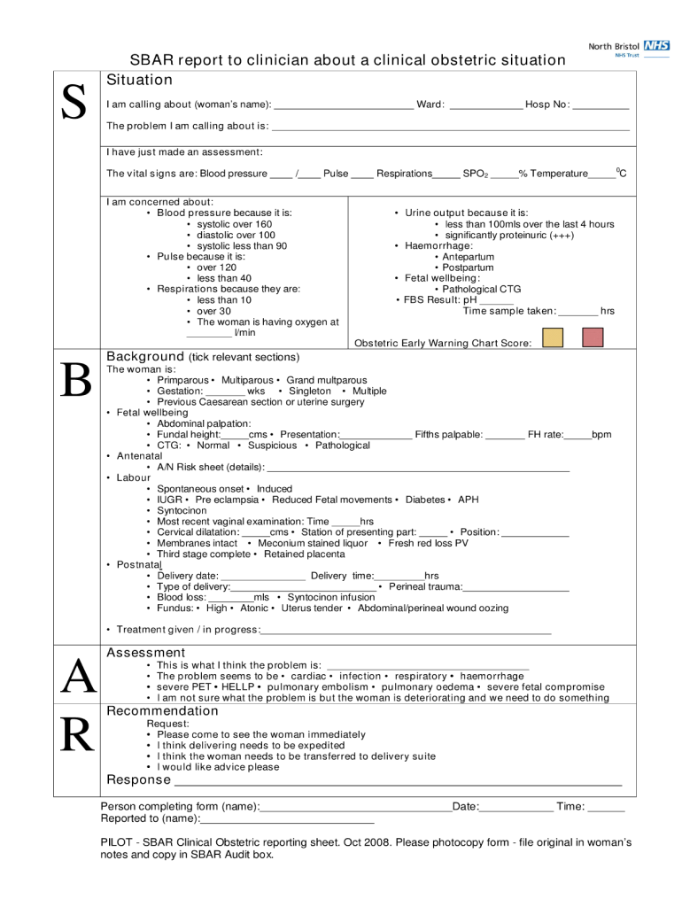 Sbar Fill Out Sign Online DocHub
