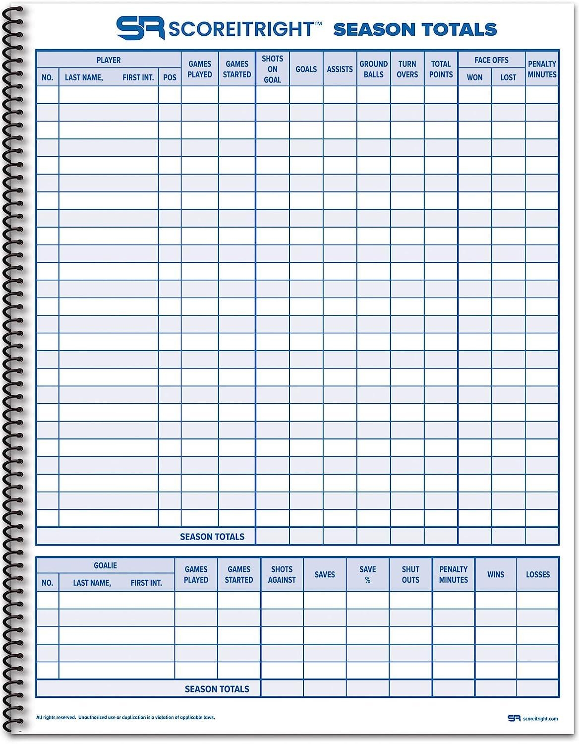 Score It Right Lacrosse Scorebook 24 Player Womens Score Keeping Book For 30 Games Spiral Bound Lacrosse Scorebook With Simplified Scoring Instructions 9 25 X 12 inch Scorebook Hardcover