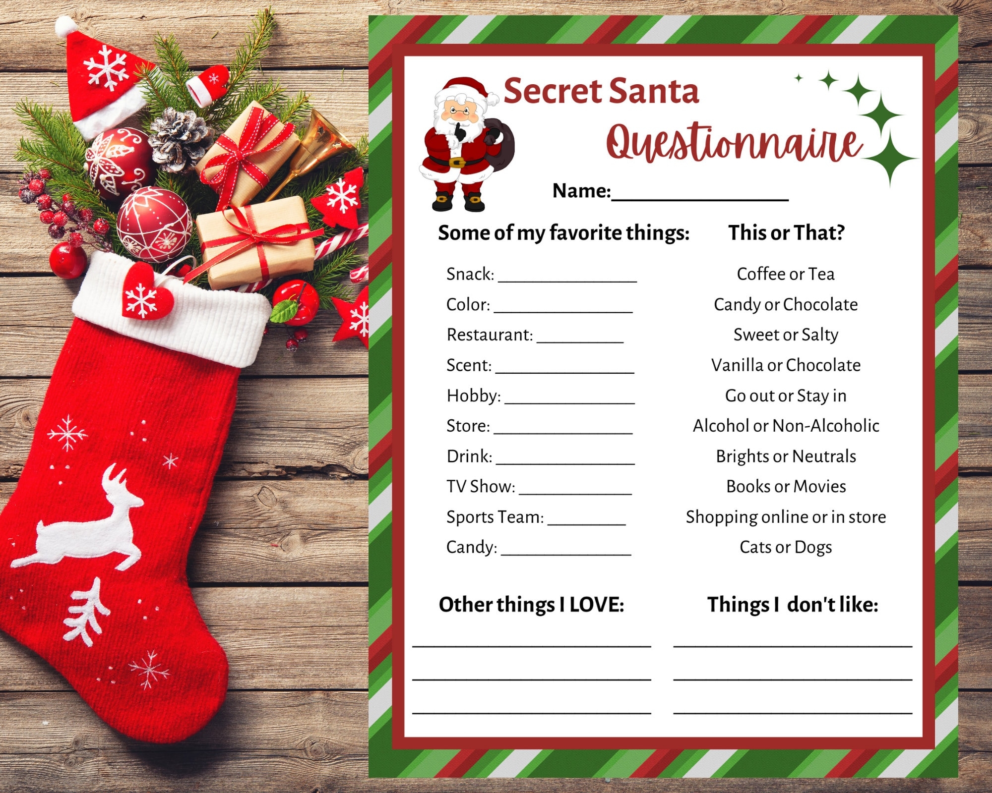 Secret Santa Template Free Printable