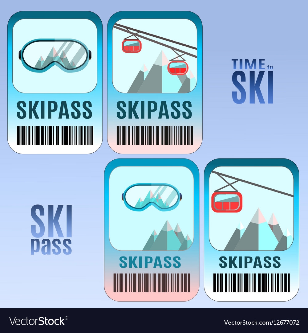 Set Of Ski Pass Template Design Royalty Free Vector Image