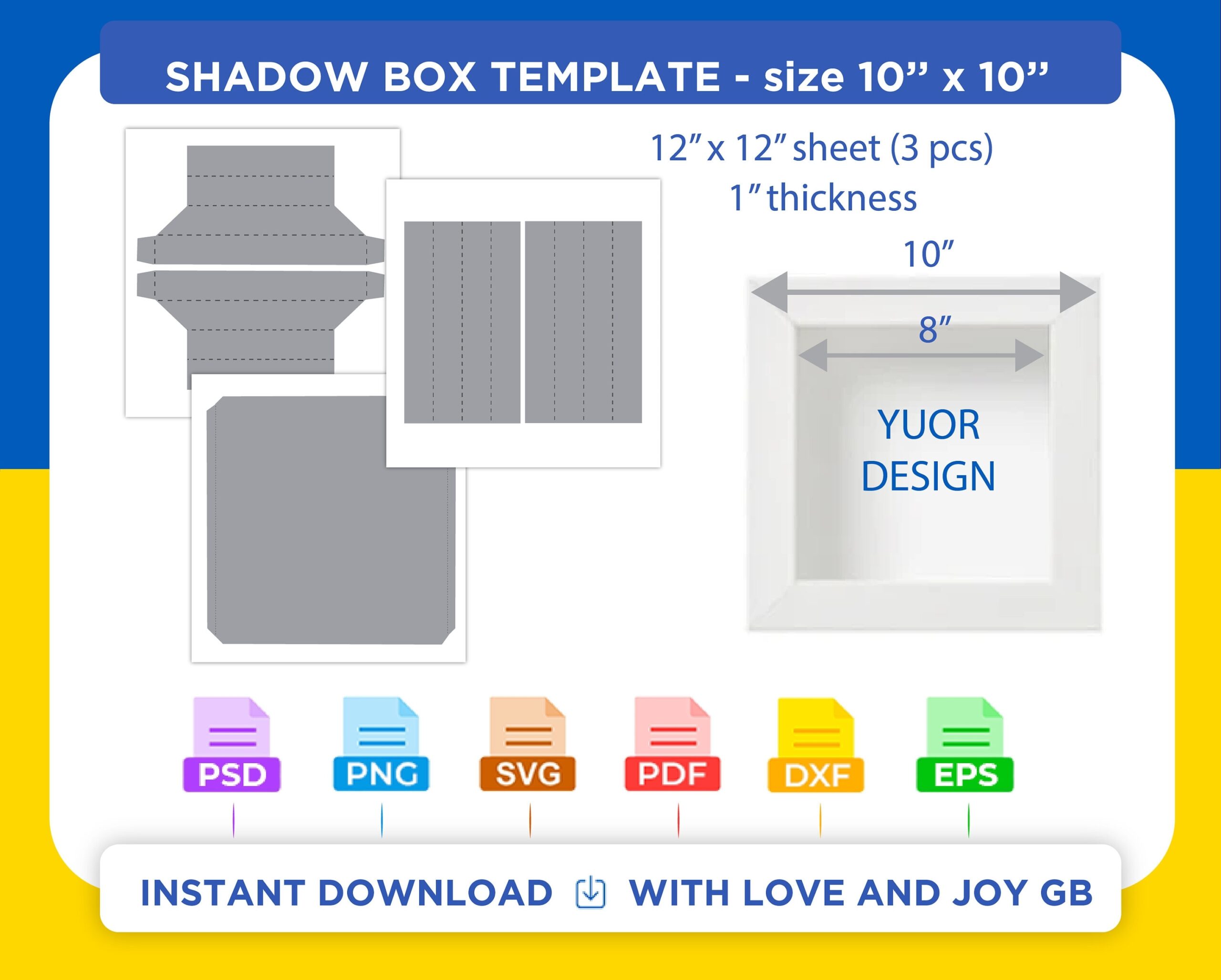 Shadow Box Frame Template Svg Png Dxf Eps Label Wrap Canva Cricut Silhouette Cut File Sublimation Printable Digital Diy Gift Etsy