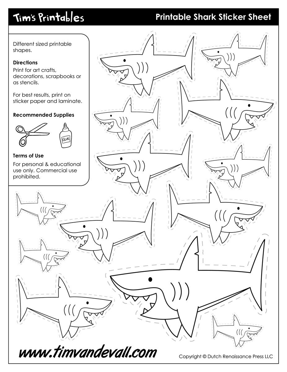 Shark Templates Tim s Printables Shark Coloring Pages Shark Templates Printable Free