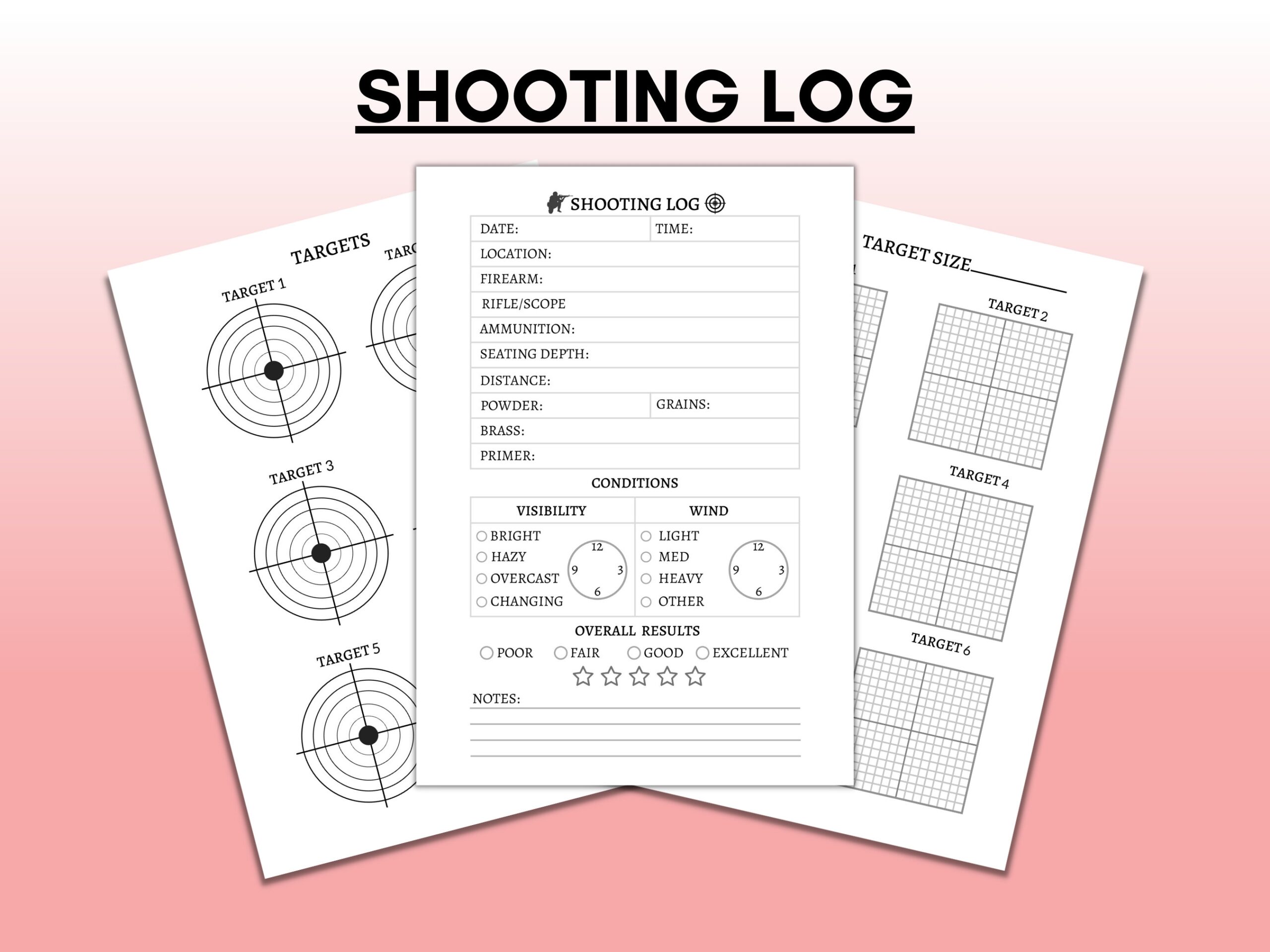 Shooting Log Printable Shooters Data Record Book For Pistol And Rifle target Hand loading Logbook Range Shooting Book PDF A4 Etsy