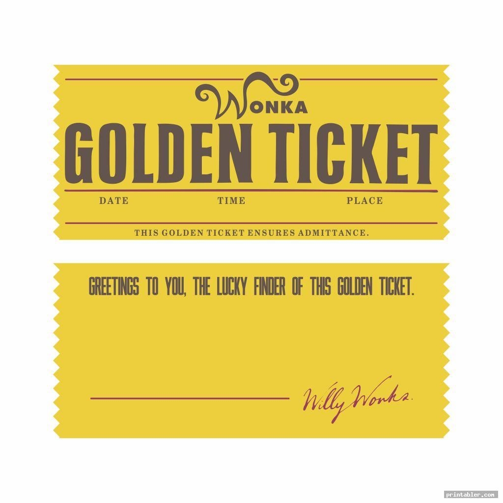 Printable Wonka Golden Ticket Template