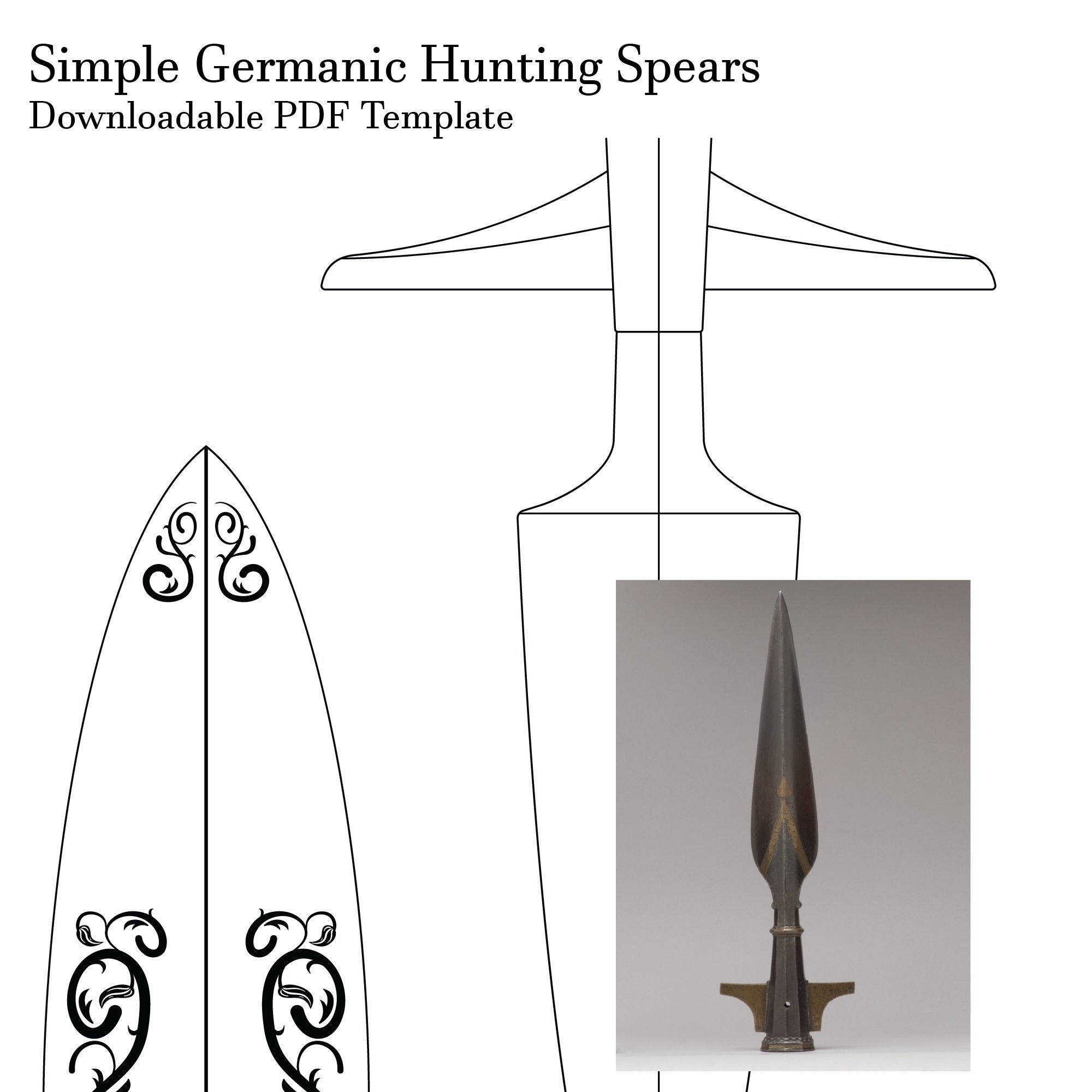 Simple Hunting Spear PDF Basic Germanic Hunting Spears PDF Template Spear Prop Etsy