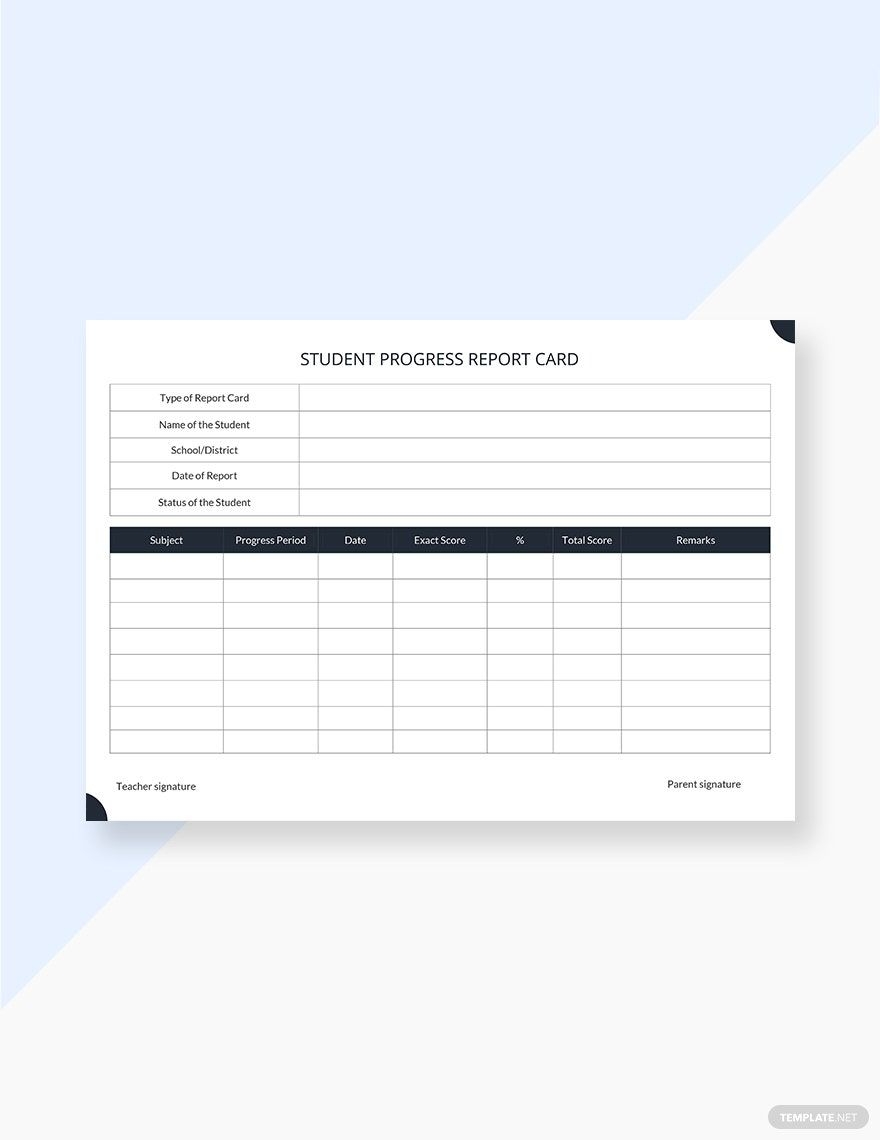 Simple Student Progress Report Card Template In Google Docs Word Pages Download Template
