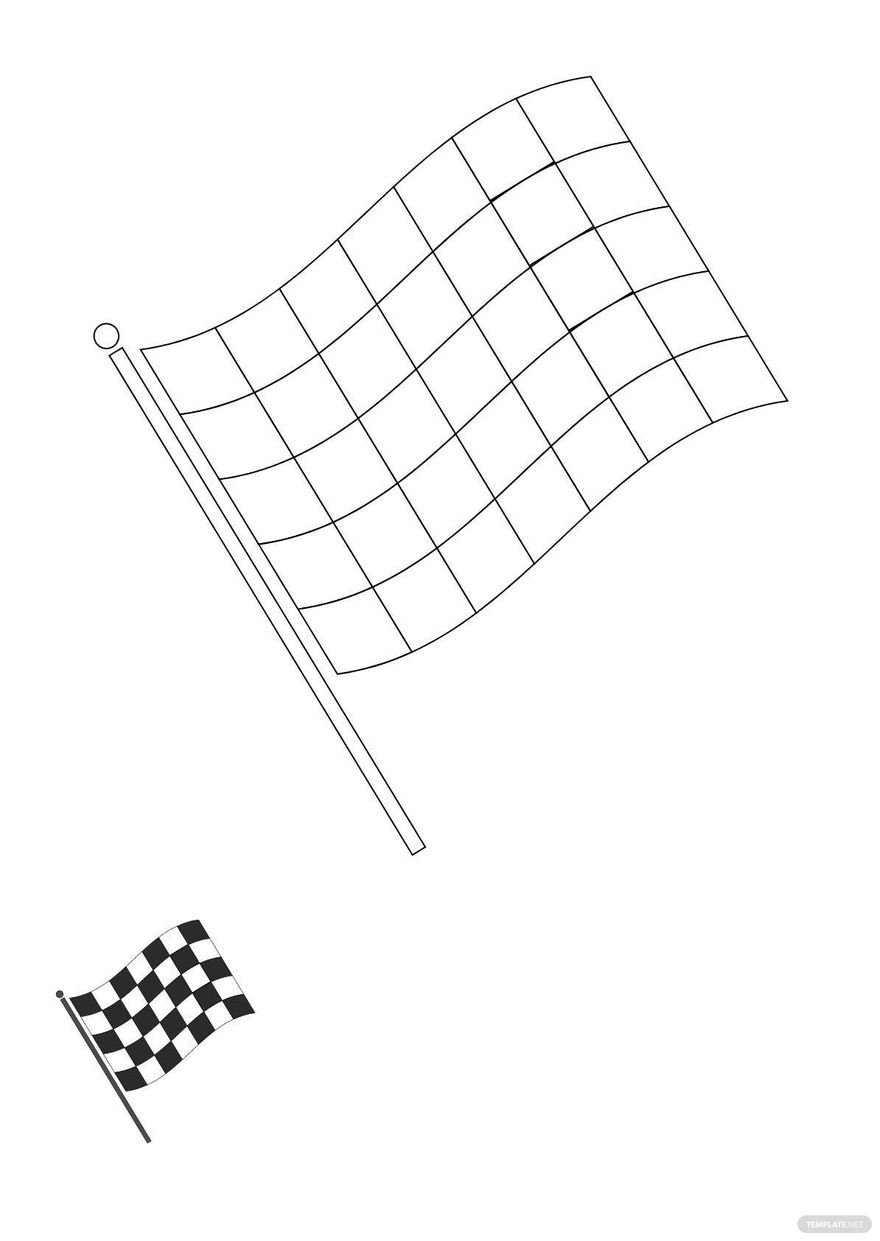 Small Checkered Flag Coloring Page In PDF Download Template