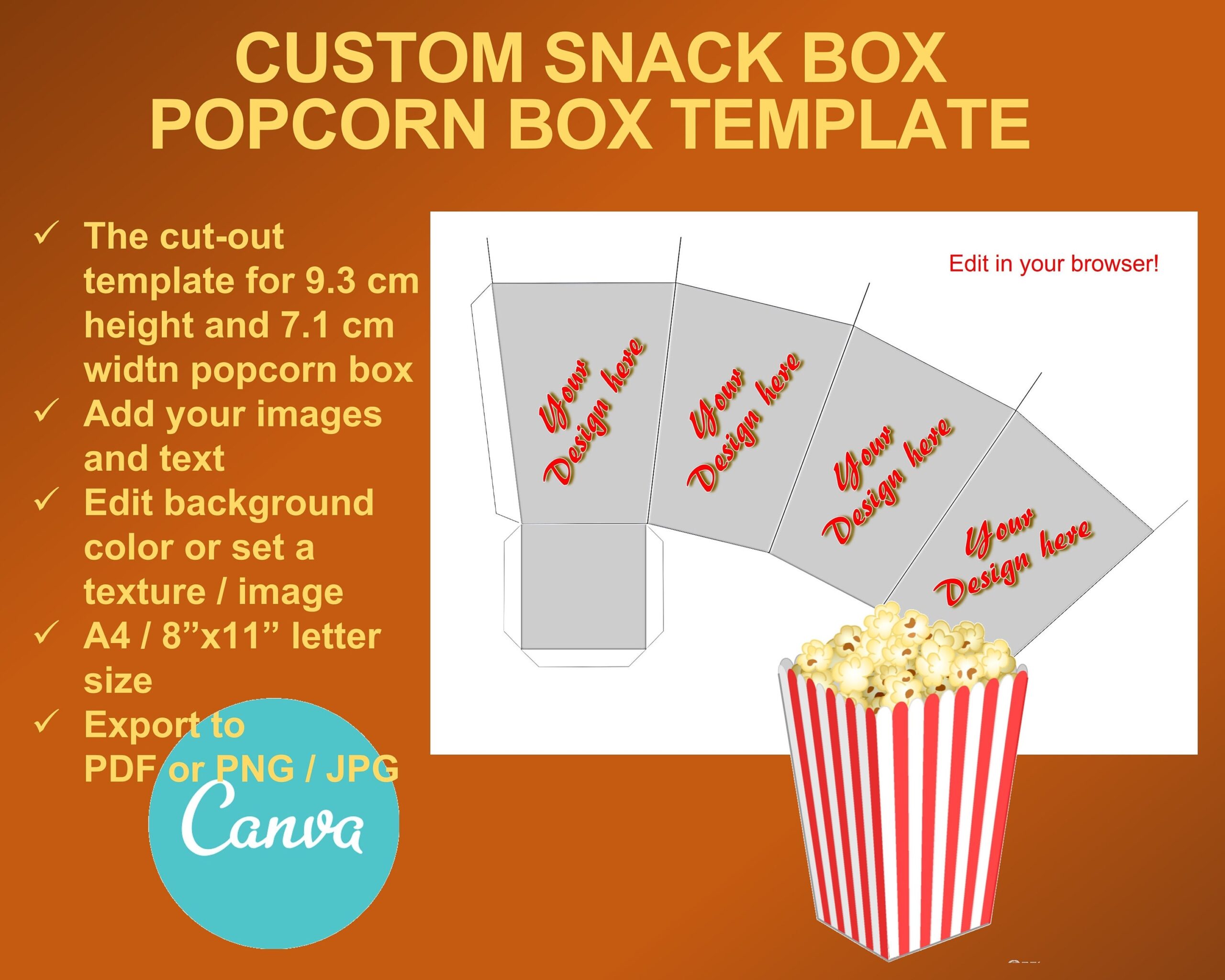 Printable Popcorn Box Template