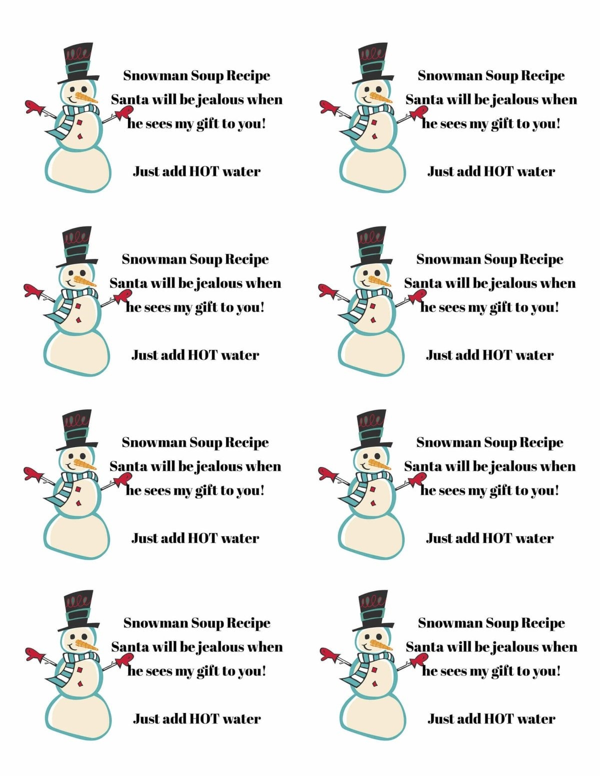 Template Free Printable Snowman Soup Labels