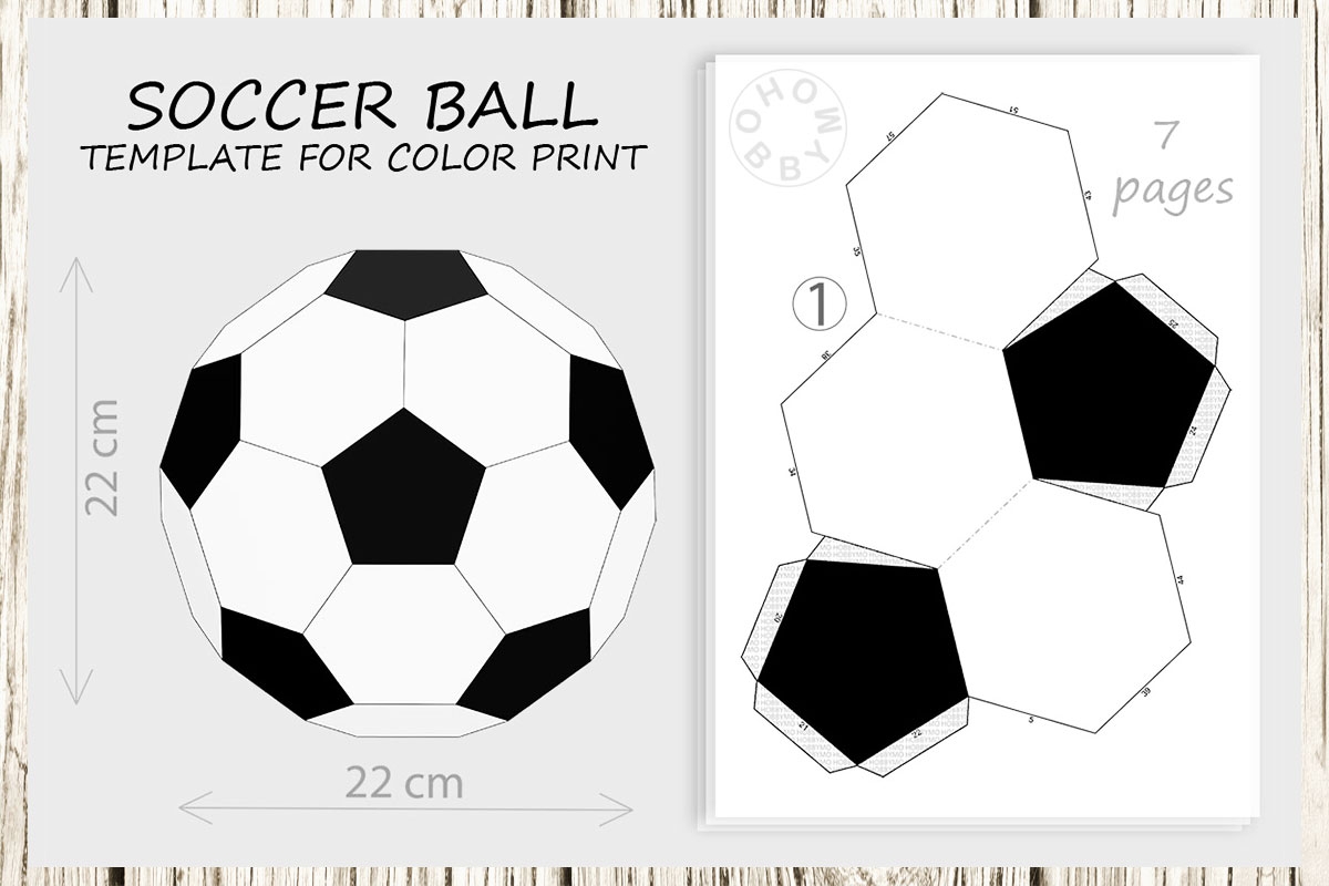 Soccer Ball 3D Papercraft Template For Color Print HOBBYMO