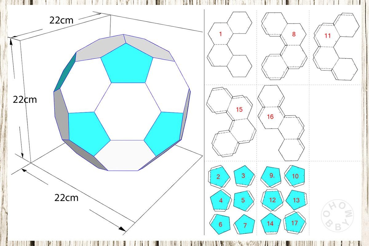 Soccer Ball 3D Papercraft Template HOBBYMO
