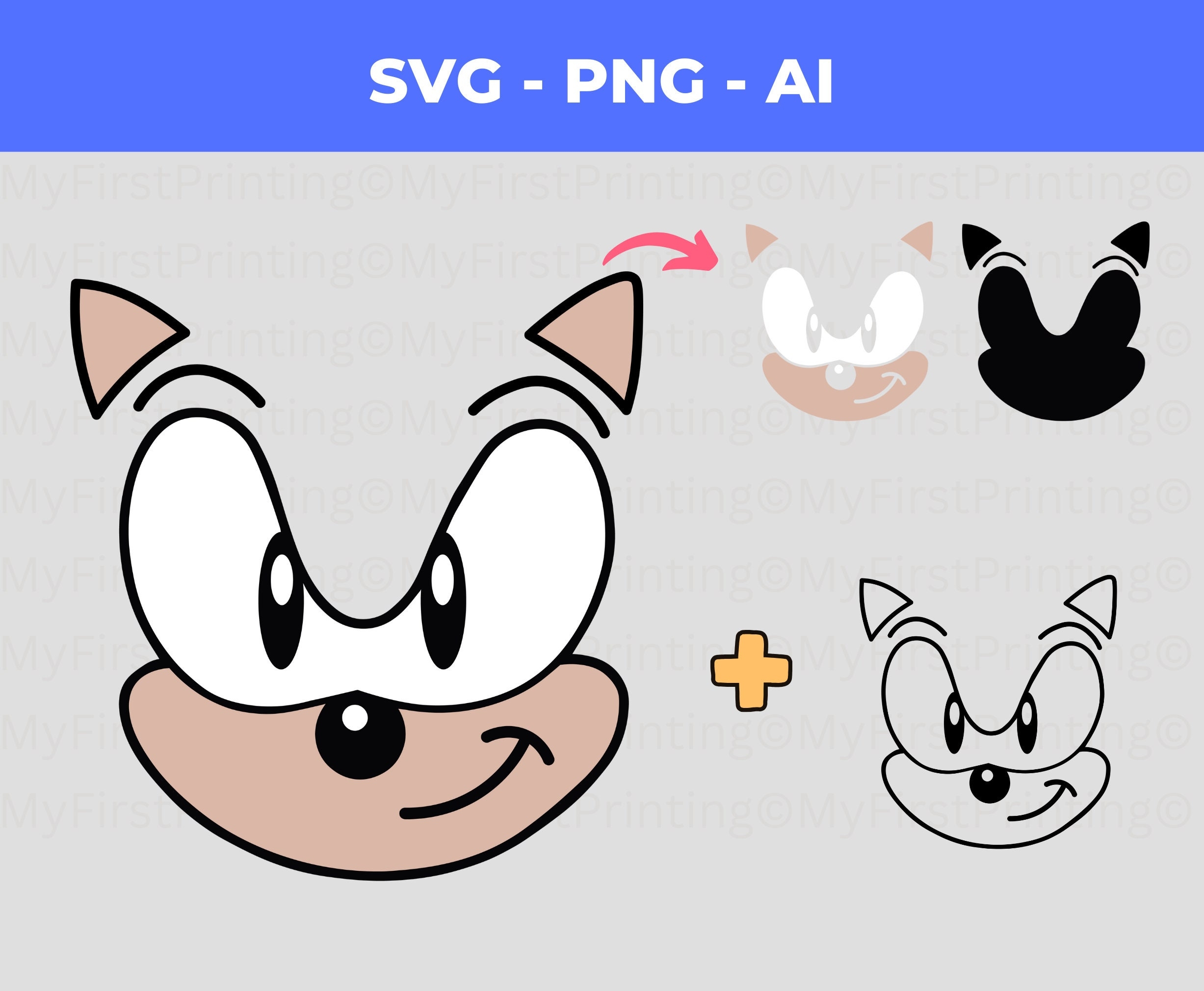 Printable Sonic The Hedgehog Face Template