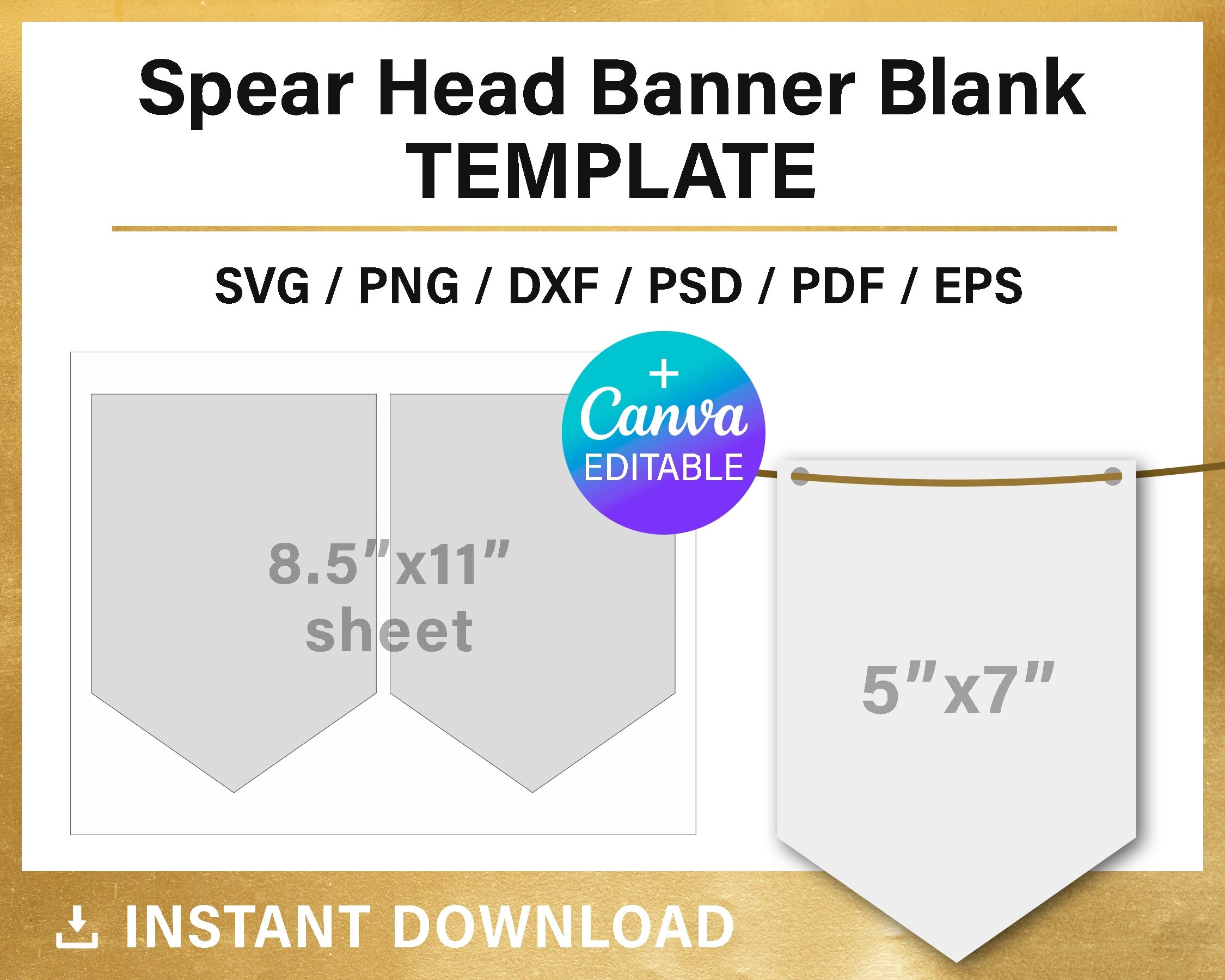 Spear Head Banner Blank Template Spearhead Edge Flag Banner DIY Party Decorations Svg Png Psd Canva Cricut Instant Download Etsy
