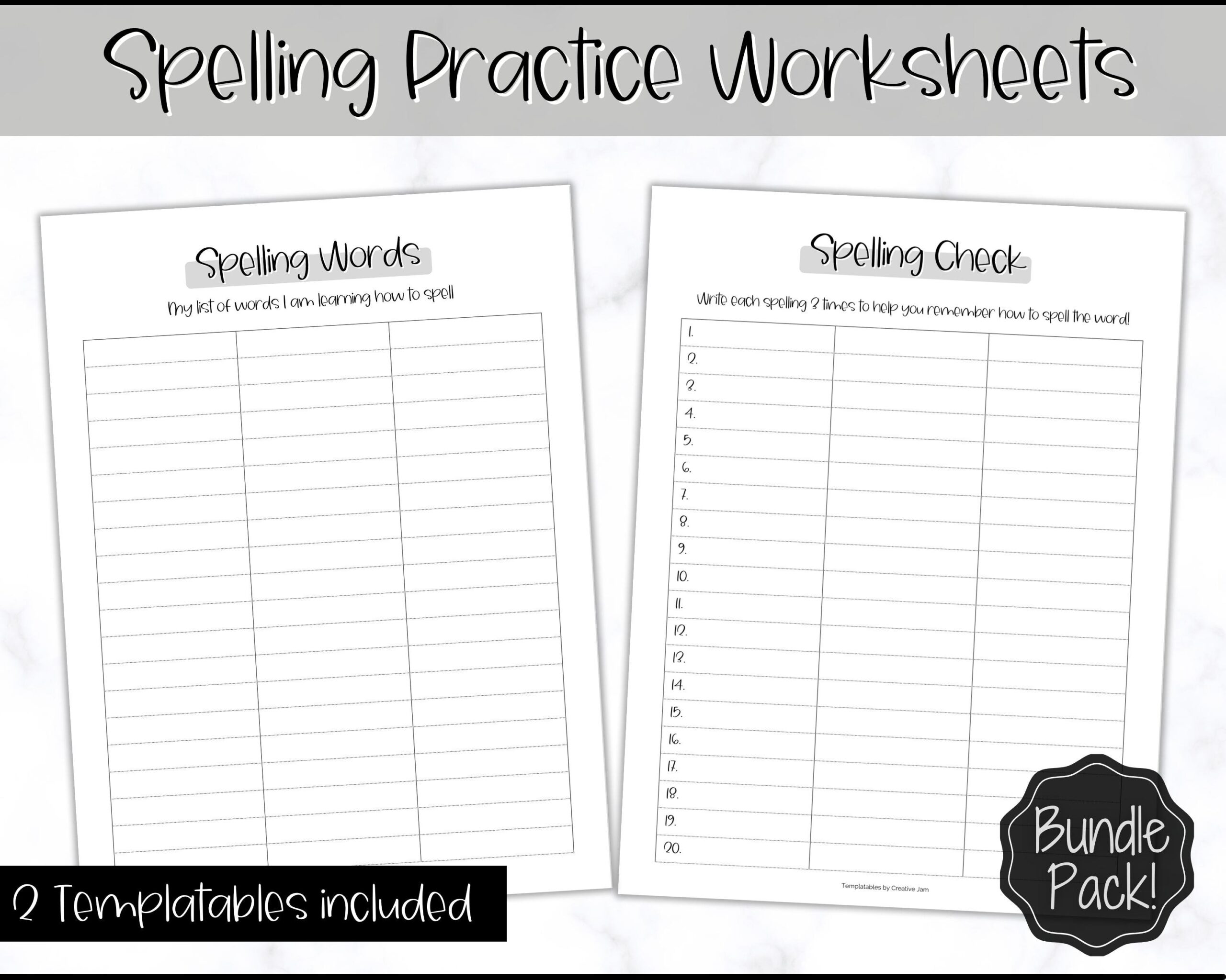 Spelling Practice Printable Spelling Words Sheets Sight Word Practice 1st Grade Worksheet Test Homeschool Teacher Etsy Finland