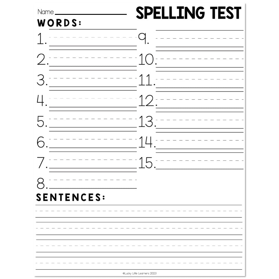 Free Printable Spelling Test Template