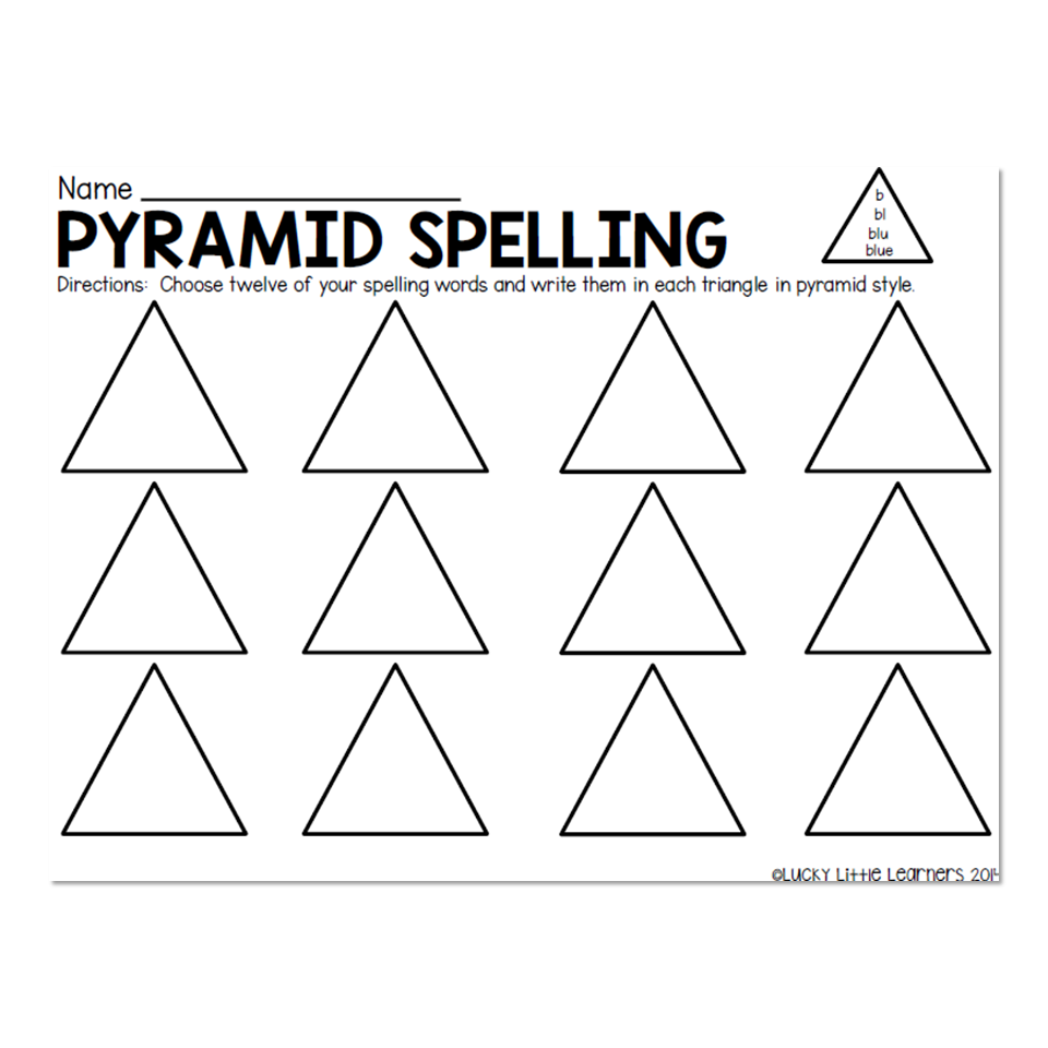 Spelling Word Work Practice Pyramid Spelling Lucky Little Learners