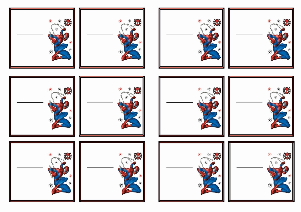 Spiderman Name Tags Birthday Printable