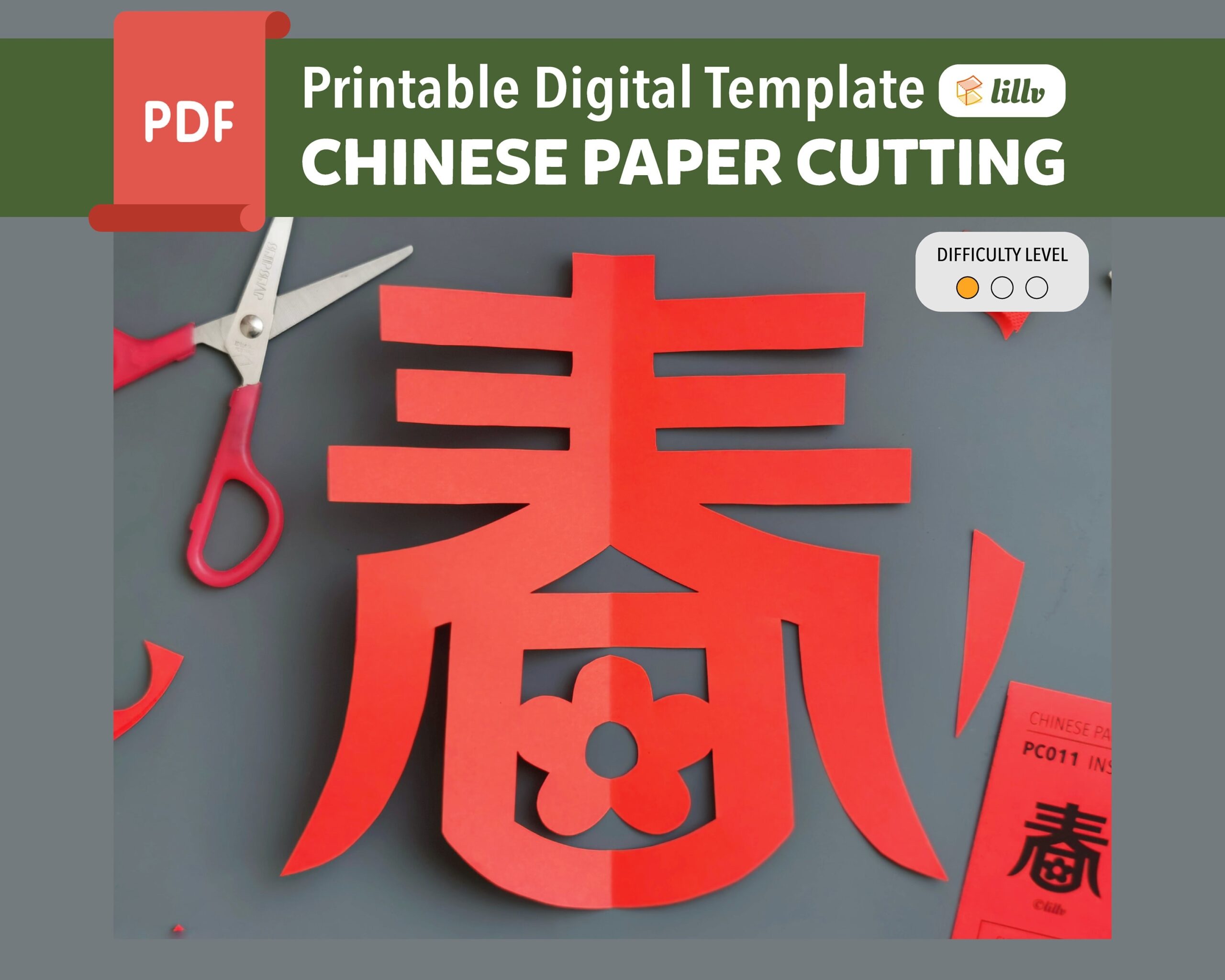 Spring flower chinese Paper Cutting digital printable Template pdf a4 Chinese New Year holiday decoration Etsy