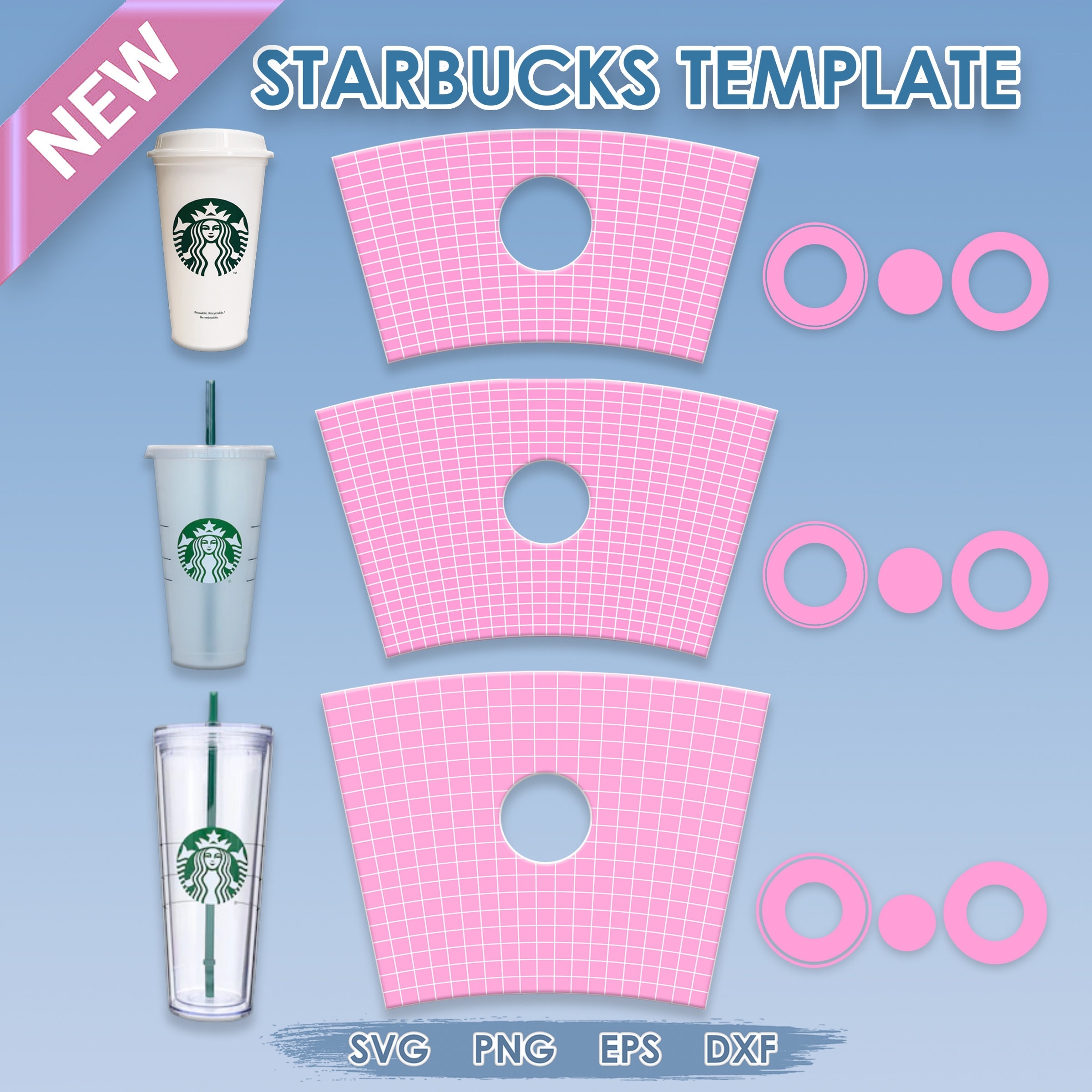 Starbucks Full Wrap Template Svg Bundle 24oz Acrylic Cup Template Svg 24oz Cold Cup Template SVG 16oz Hot Cup Template Svg Etsy