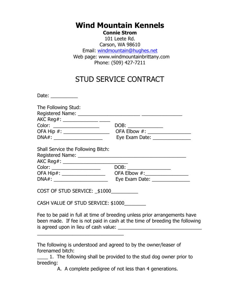 Stud Dog Breeding Contract Template Save Template Pertaining To Stallion Breeding Contract Templates 10 Pr Contract Template Business Plan Template Stud Dog