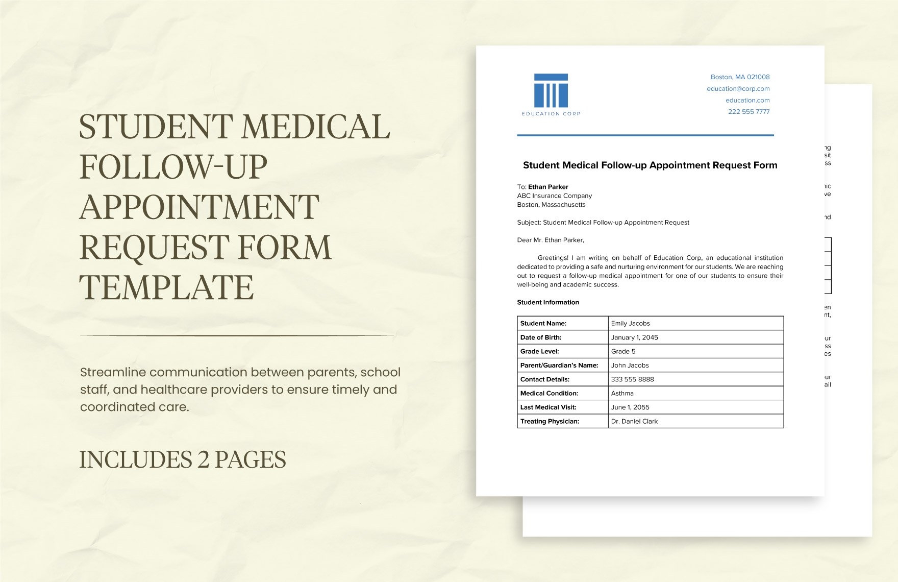 Printable Appointment Request Form Template