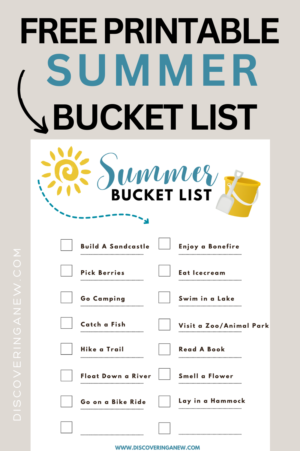 Summer Bucket List free Printable Discovering Anew