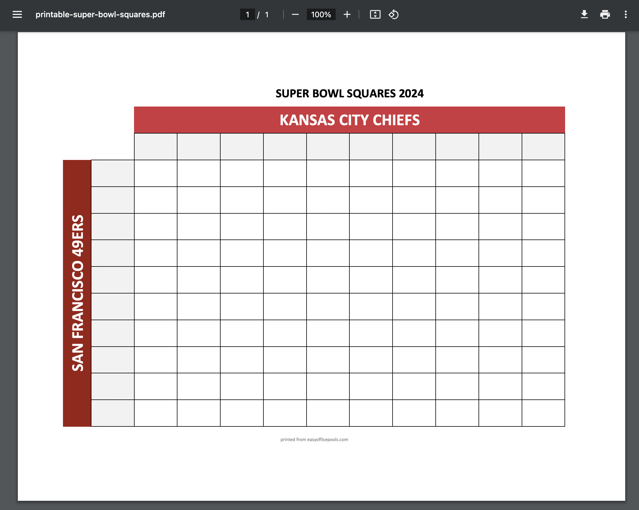 Super Bowl Squares 2024 Free Generator Online App And Printable Templates