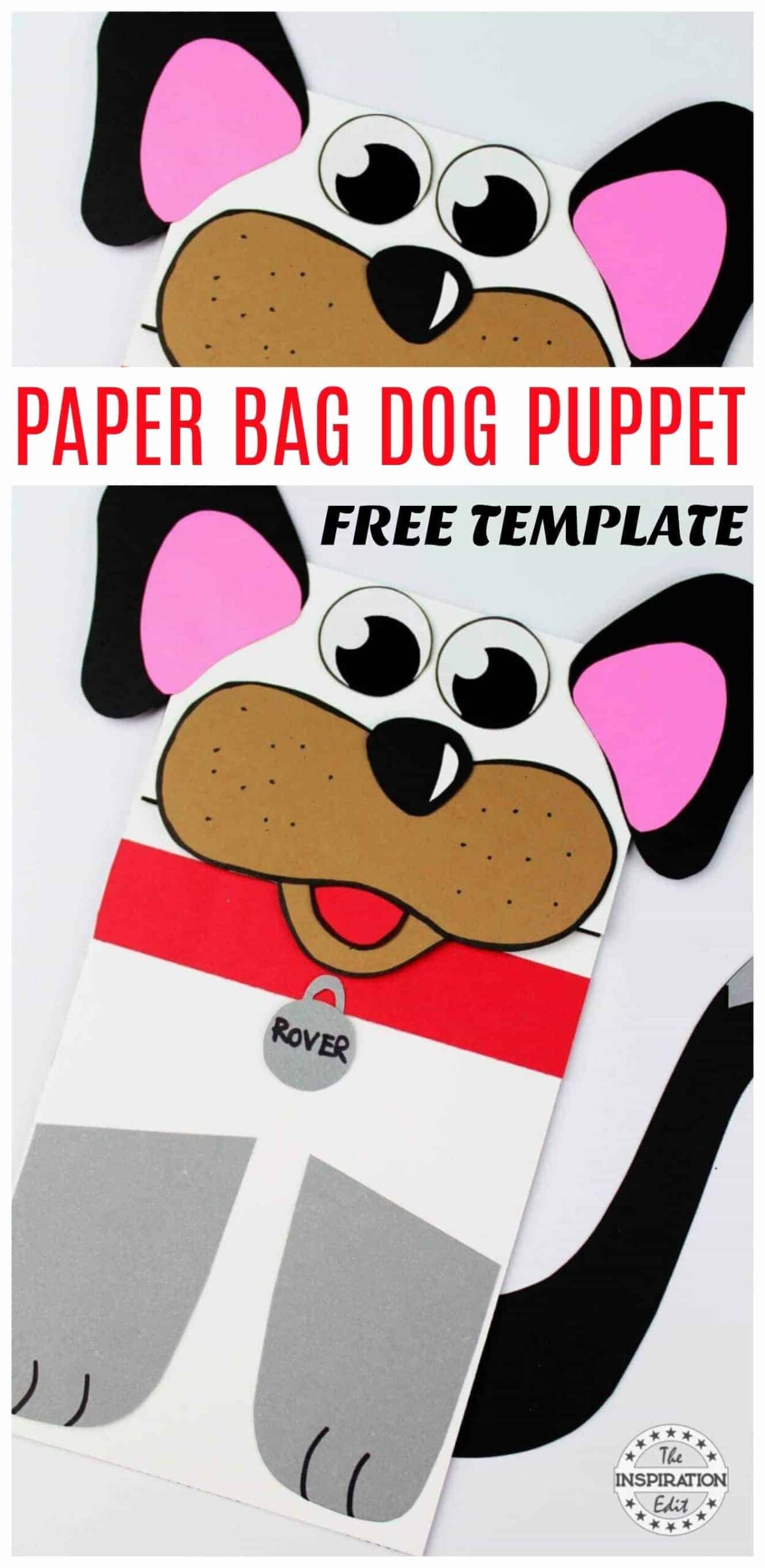 Printable Dog Paper Bag Puppet Template