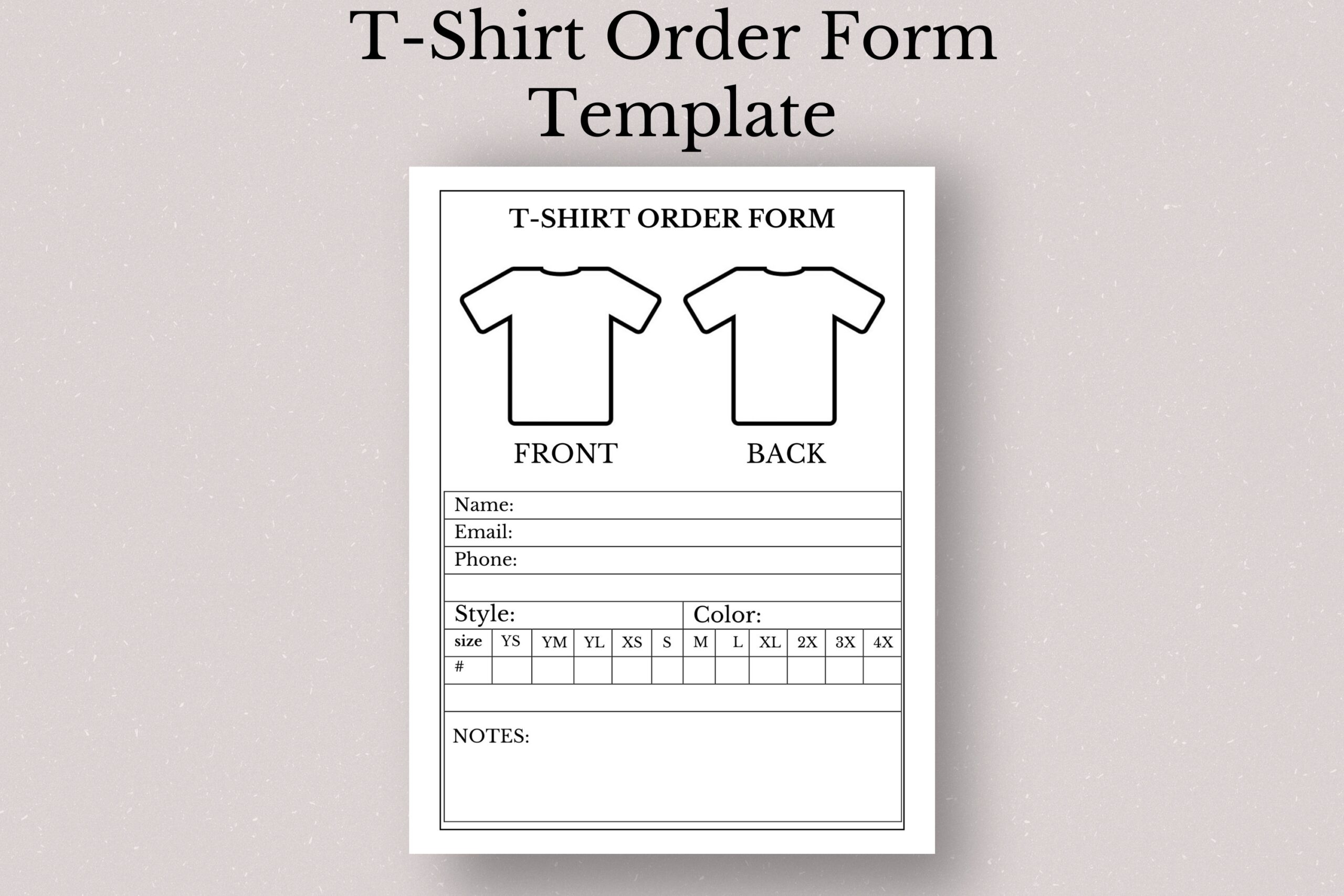 Printable T Shirt Order Form Template Google Docs
