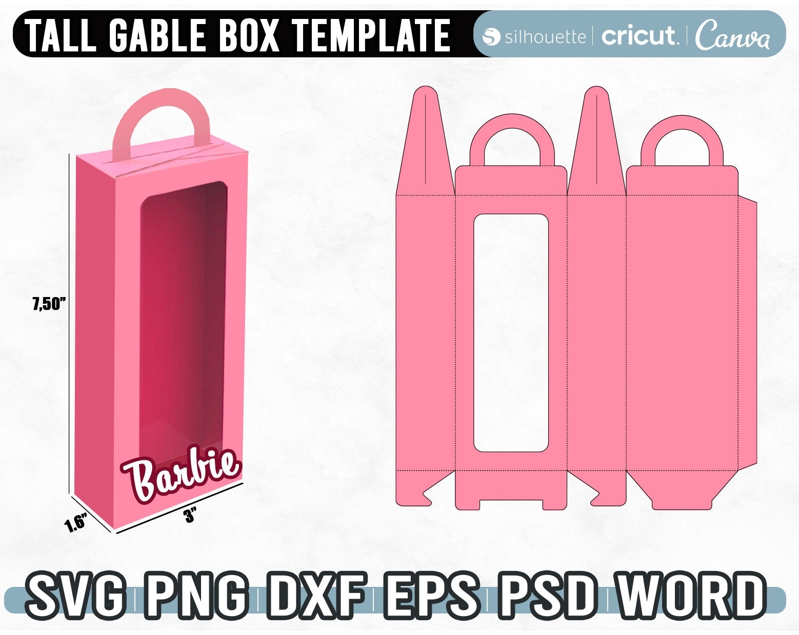 Tall Gable Box Template Gift Box Template Favor Box Svg Doll Box Tall Gable Window Box Box With Handle Template Instant Download Etsy