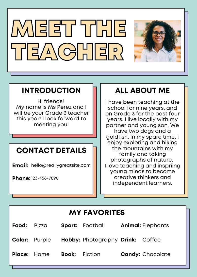 Free Printable Meet The Teacher Template