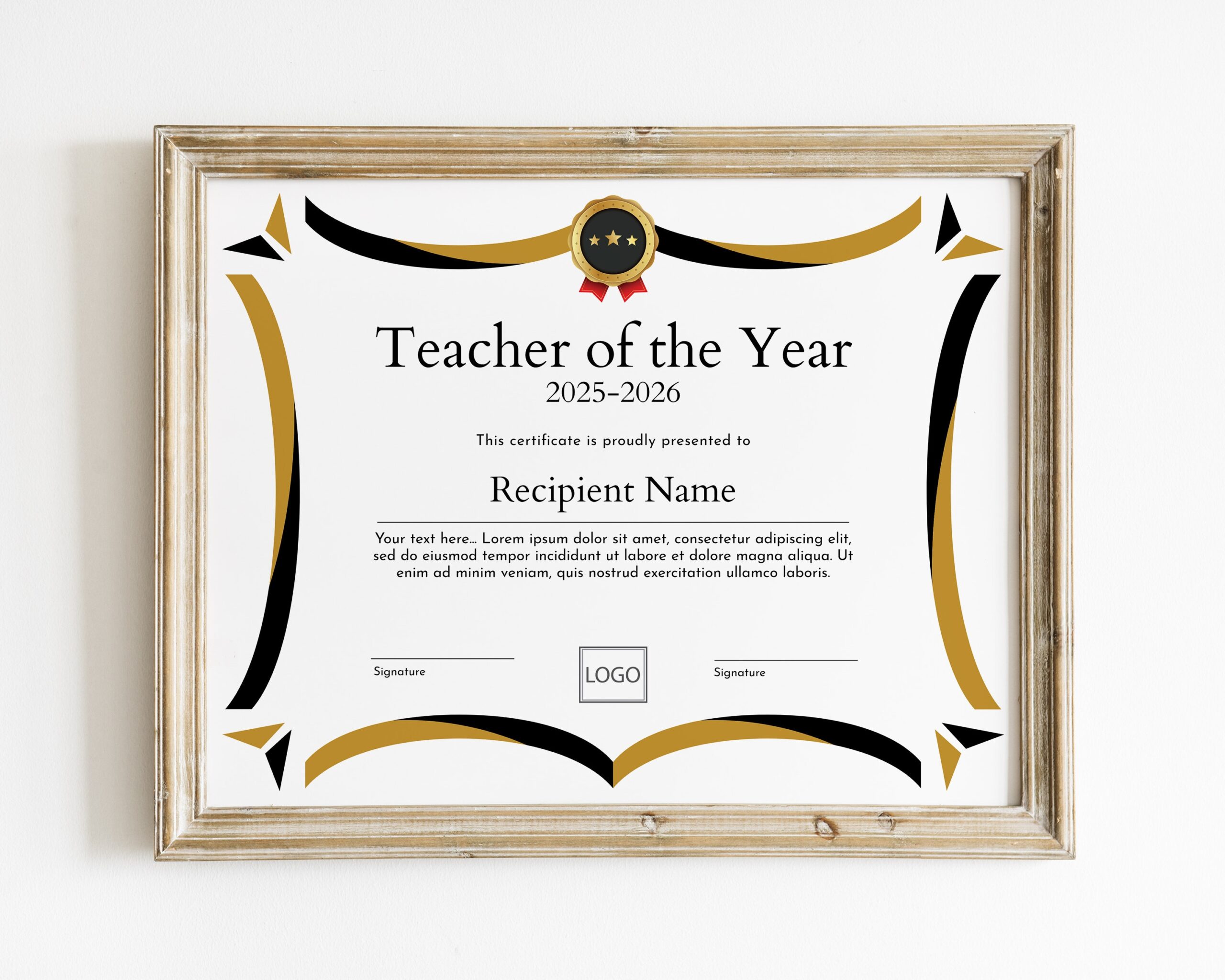 Printable Best Teacher Certificate Template