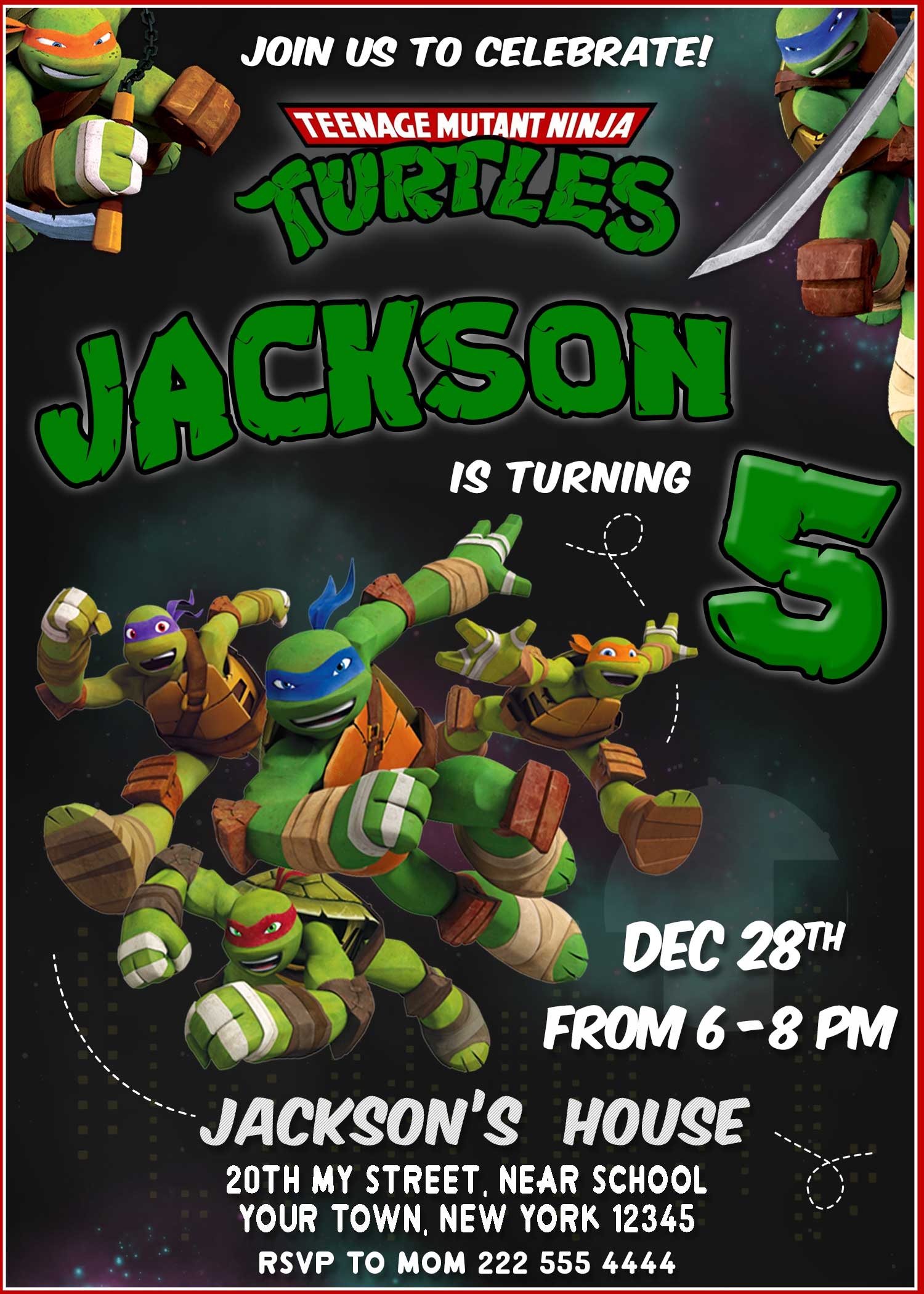 Free Printable Ninja Turtle Invitation Templates