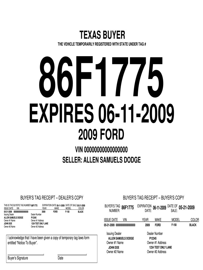 Temporary Tag Generator Fill Online Printable Fillable Blank PdfFiller