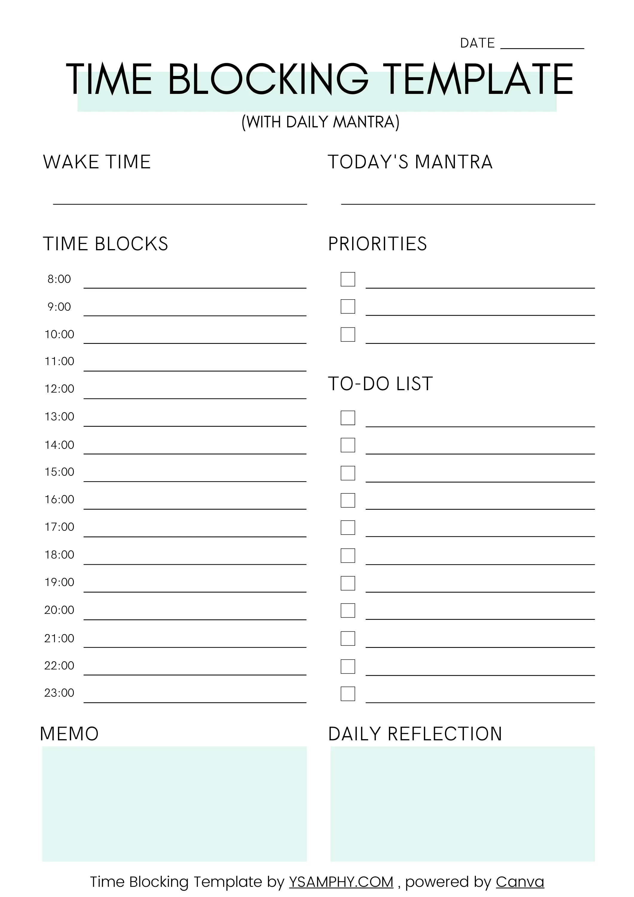 Ten Time Blocking Templates FREE Printable Downloads 