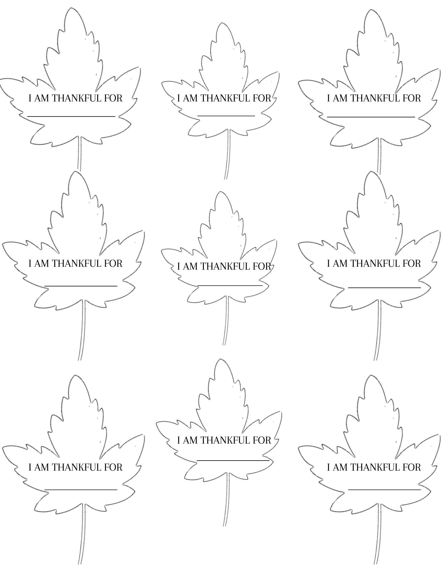 Thanksgiving I Am Thankful For Leaves Printable Download Thankful Leaves For Classroom Thanksgiving Leaves I Am Thankful Activity Turkey Etsy