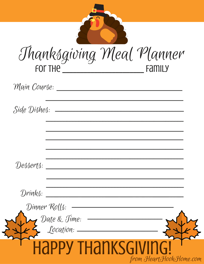 Free Printable Thanksgiving Menu Template