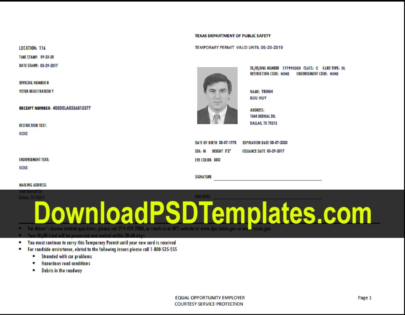 The Exciting Texas Temporary Permit Template Psd Intended For Texas Id Card Template Pics Below Is Par Id Card Template Card Template Templates Printable Free