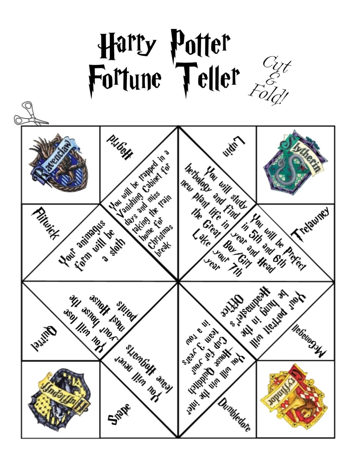 Free Printable Fortune Teller Template
