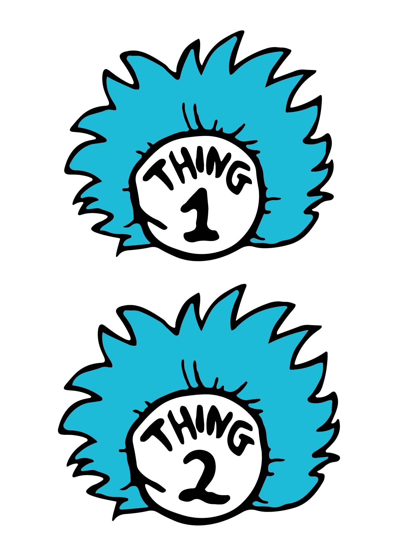 Thing 1 And Thing 2 Printable Hair Template Dr Seuss Coloring Pages Thing 1 Template Printable