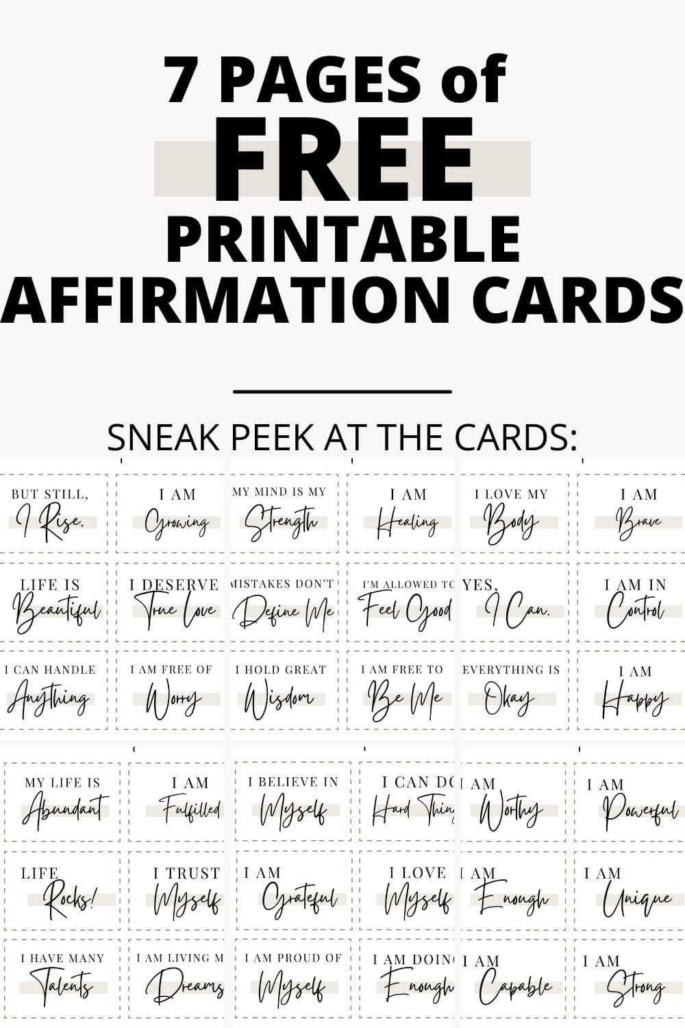 Printable Affirmation Card Templates