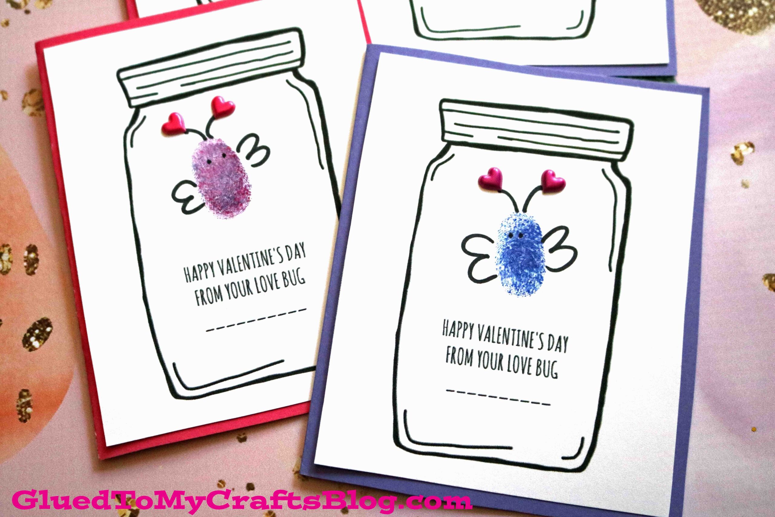 Thumbprint Love Bug Mason Jar Cards